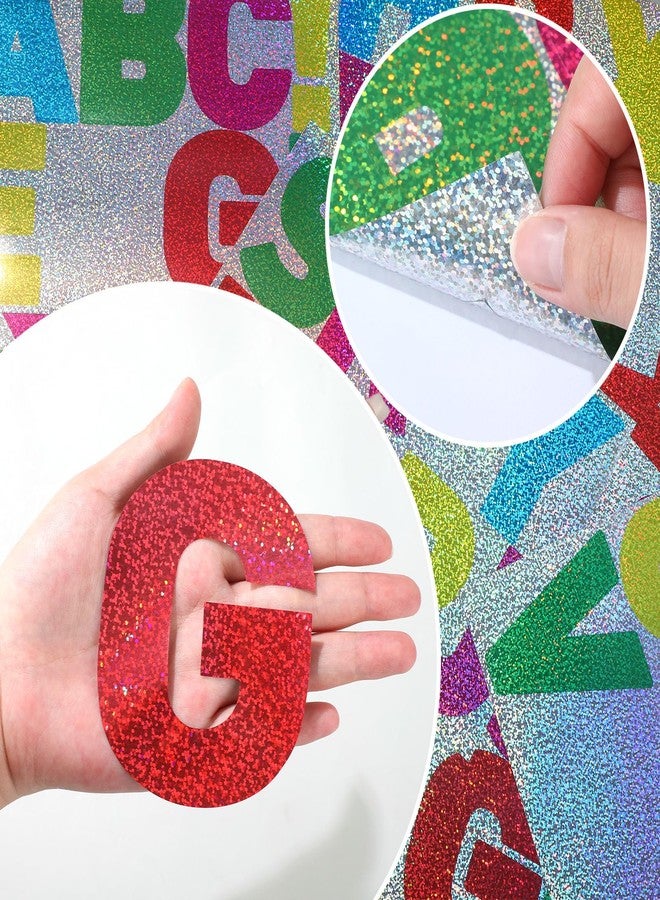 Panelee 145 Pieces 20 Sheets Large Letter Stickers 4 Inch Big Font Alphabet Letter Stickers Self Adhesive for Classroom Window Door Home Decor Mailbox Sign(Colorful Laser) - Image 2